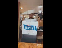 Girl wears purell hand sanitizer costume