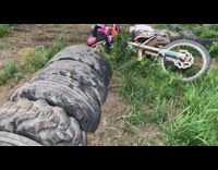 Guy rides dirtbike over bumps falls off fail