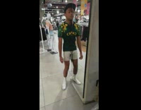 Mirror illusion guy floats clothing store