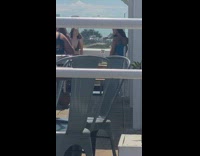 Leopard print bikini top girl restaurant table