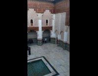Couple prepares photoshoot at Madrasa Ben Youssef