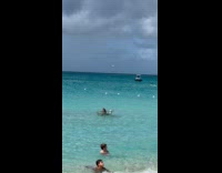 Woman bikini in kayak beach drone video