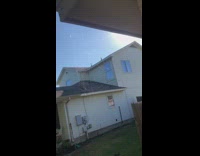 Cobweb at the backyard connected to the trashcan lid 