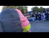 Patrick Star and among us character fighting 