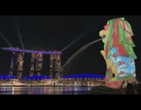 Merlion statue light show night new year