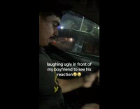 Woman tells joke then laughs ugly at boyfriend