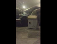 Girl sits in rips cardboard box fail