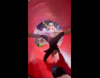 Woman on rotating tube falls down fails