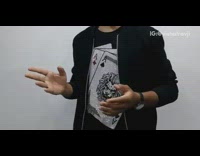 Magic trick with blue poker chip guy