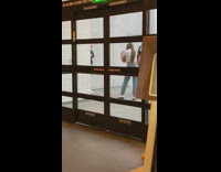 Black sweater girl automatic sliding door kid