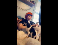 Collab Clips mpugc - Red hat big eyes tiktok filter on guy and dog