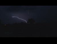 Lightning from ground night sky slow motion