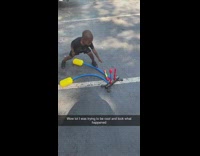 Toy rocket shoots up in air and hits filmer 