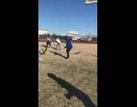 three guys football field one flips on metal 