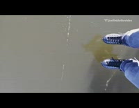 Guy ice skates on thin ice 