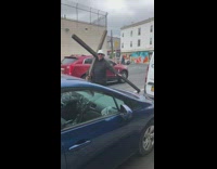 Man Carries Big Cross and Spreads Love 