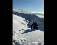 Snow breaks as guy climbs mountain fail 