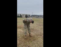 Guy trains with OC spray 