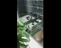 Girl black lingerie cape walk white tiles part 1