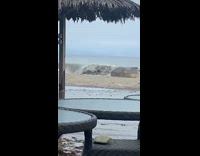 Guy commentating on people getting wiped out by rough waves