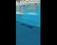 Girl misreads 0 feet 0 inches sign on floor of pool