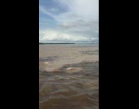 Dark and yellowish water mixed on the ocean