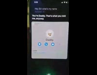 Guy tells Siri to call him Daddy on iphone, laughs in mirror