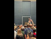 Man tiktok dance near crowd inside museum