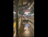 train station wall of rain on right side