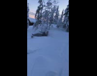 guy skiing face plants into snow face covered in snow