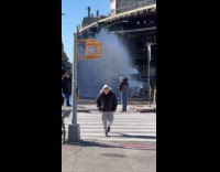 Water leak gush out beside van street