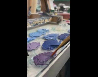 Time lapse moon over ocean oil painting