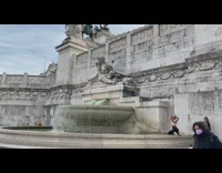 Girl white bra kneel on fountain statue