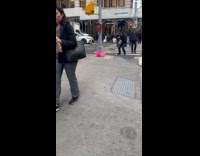 Collab WINY - Man black hoodie dance on the crosswalk