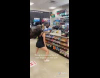 Black dress girl dances for free puff