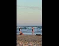 Woman yellow bikini pose photo shoot beach