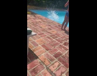 Guy pink goggles falls in pool fail
