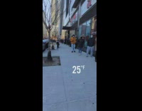 Long line in the cold at covid testing center