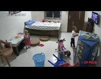 Kid hits tv skip ad while watching