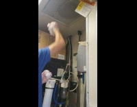 Soap bubbles sucked by ceiling air vent