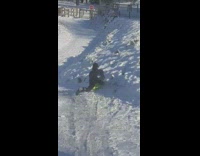 Sledding on Belly Faceplant into Snow Fail 