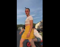 Couple swap clothes yellow skirt guy famous 