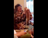 Collab BitchMP - Great grandma hugging and playing with cat