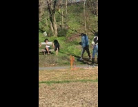 Green skirt wood fence short hair girl 
