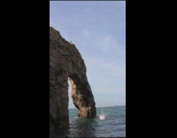 Guy does flips off high rock into water