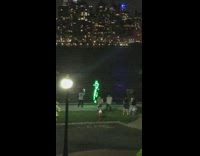 Homemade green light up robot costume river 