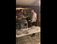 Guy slams dad into white table tacos 