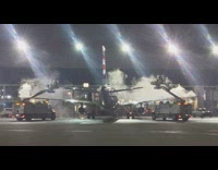 Regional airplane gets deiced at the airport