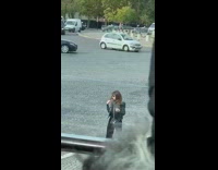 Woman picture street Arc De Triumphe 