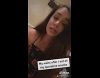 Girl eats lots of snack during quarantine